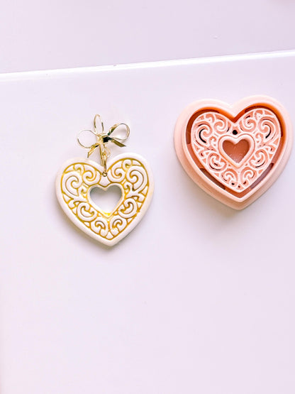 Bloomy Heart Cutter: Filigree Heart Design for Polymer Clay