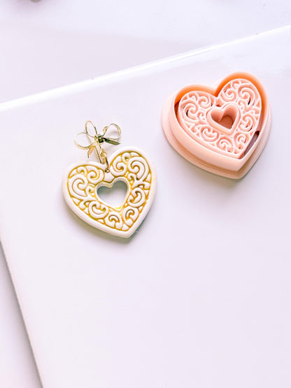 Bloomy Heart Cutter: Filigree Heart Design for Polymer Clay