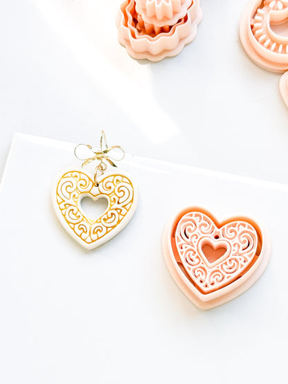 Bloomy Heart Cutter: Filigree Heart Design for Polymer Clay