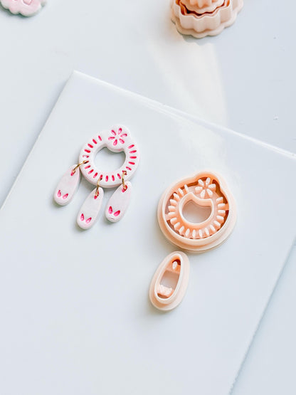 Floral Loop Clay Cutter Set: Petal Ring & Dangle Shapes for Earrings