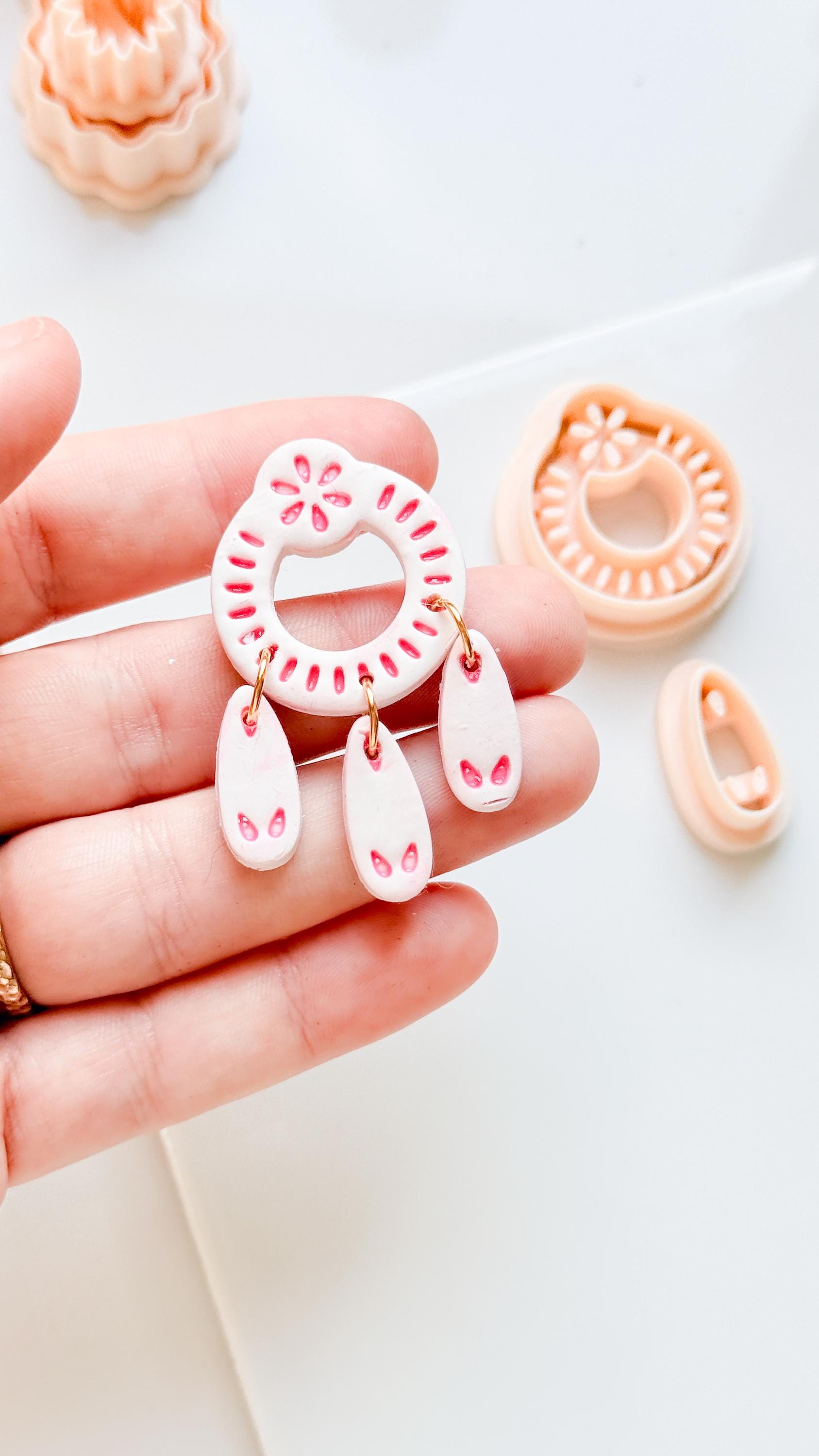 Floral Loop Clay Cutter Set: Petal Ring & Dangle Shapes for Earrings