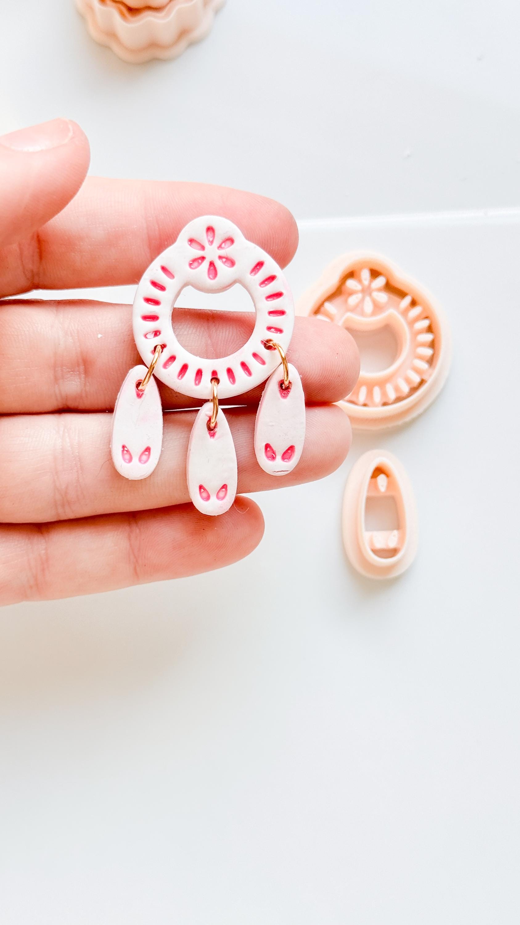 Floral Loop Clay Cutter Set: Petal Ring & Dangle Shapes for Earrings