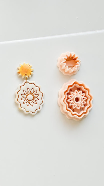 Daisy Crest Cutter Set: Scallop Flower Design for Polymer Clay