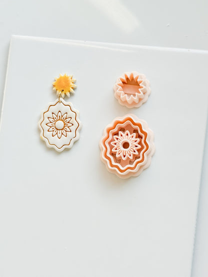 Daisy Crest Cutter Set: Scallop Flower Design for Polymer Clay