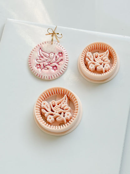Blossom Birdie Clay Cutter: Floral Bird Circle