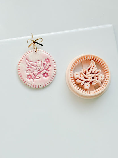 Blossom Birdie Clay Cutter: Floral Bird Circle