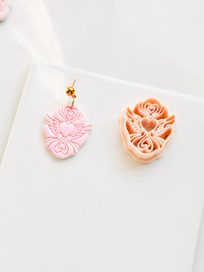 Flying Valentine Clay Cutter: Winged Heart Design