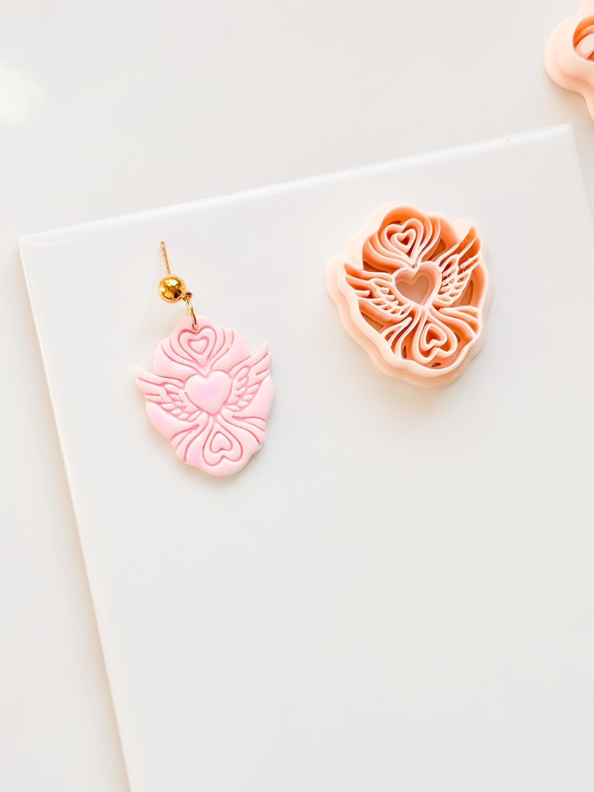 Flying Valentine Clay Cutter: Winged Heart Design