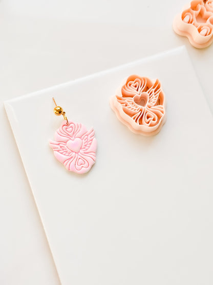 Flying Valentine Clay Cutter: Winged Heart Design