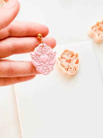 Flying Valentine Clay Cutter: Winged Heart Design