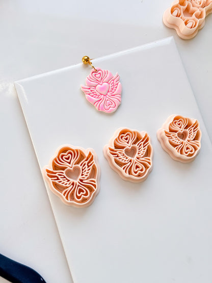 Flying Valentine Clay Cutter: Winged Heart Design