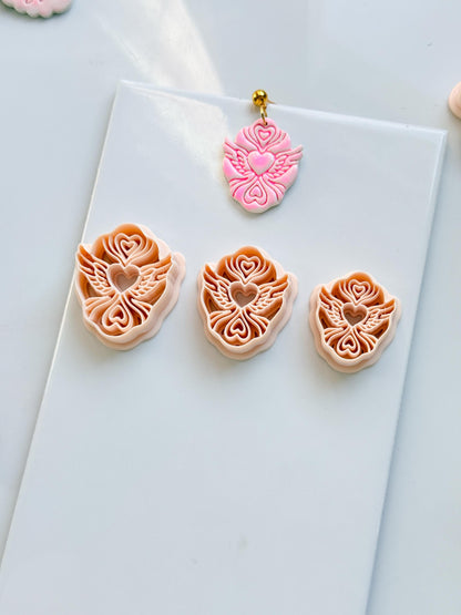 Flying Valentine Clay Cutter: Winged Heart Design