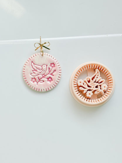 Blossom Birdie Clay Cutter: Floral Bird Circle