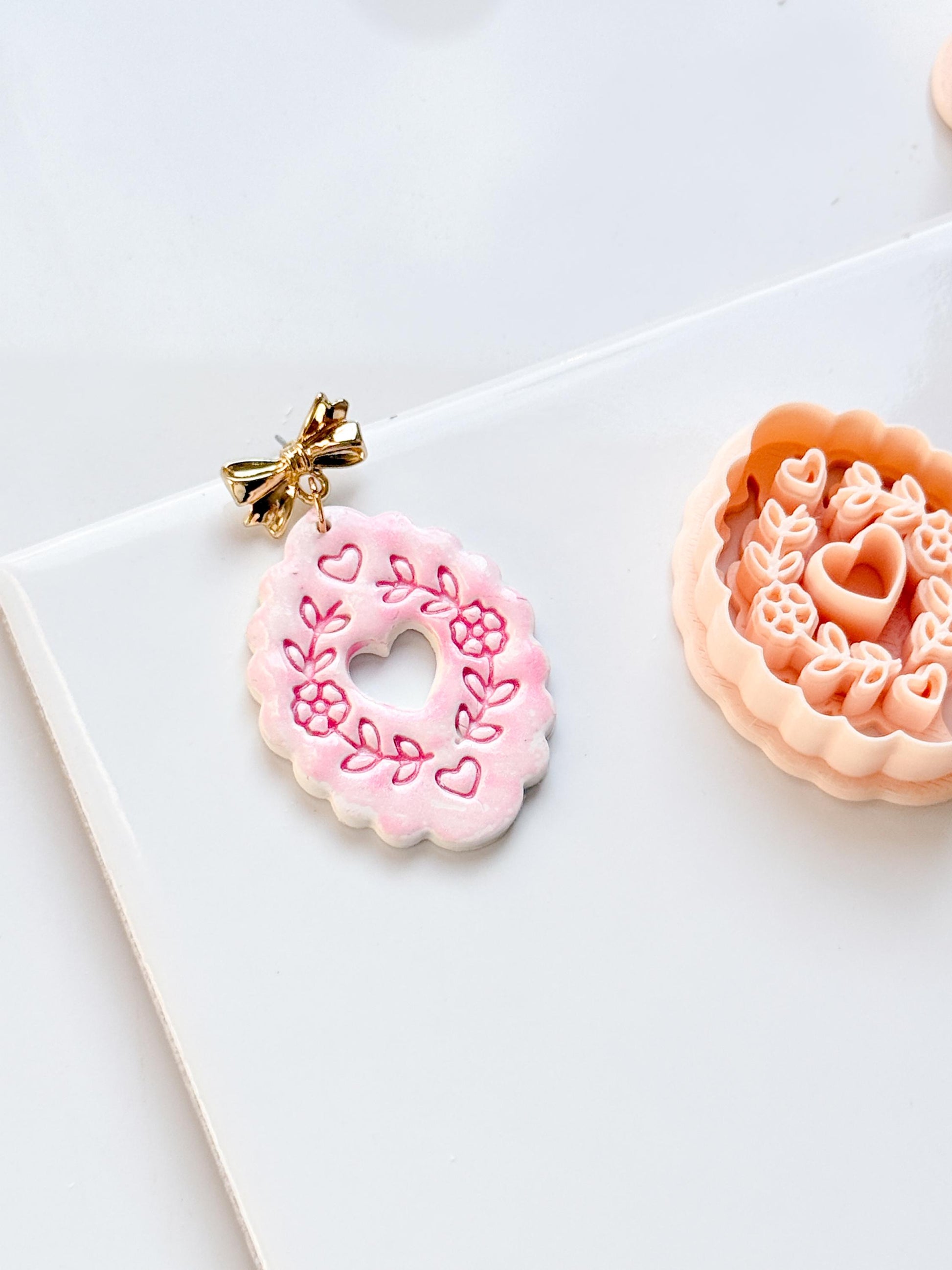 Love in Bloom Badge Clay Cutter: Floral Heart Frame Design