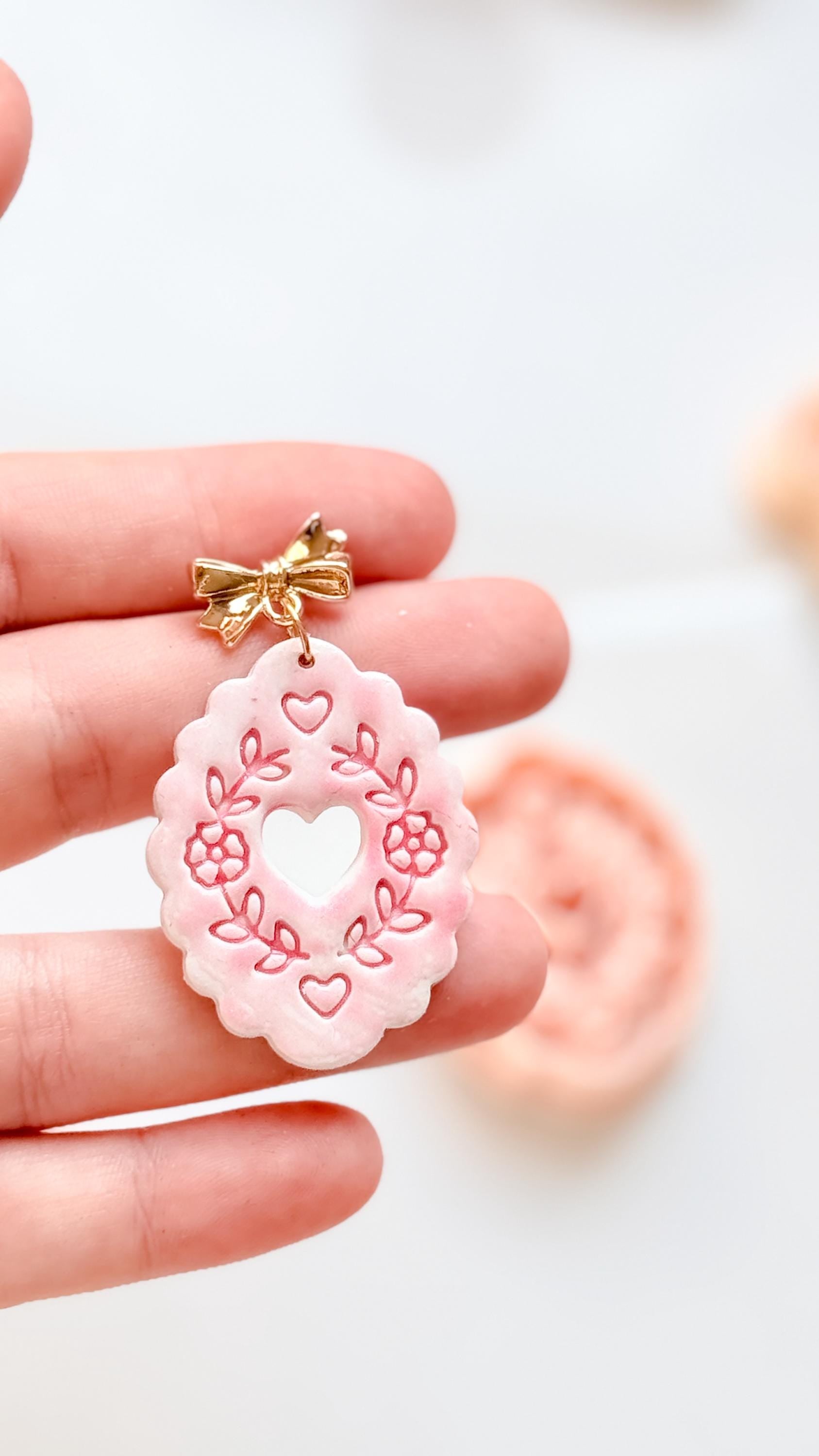 Love in Bloom Badge Clay Cutter: Floral Heart Frame Design