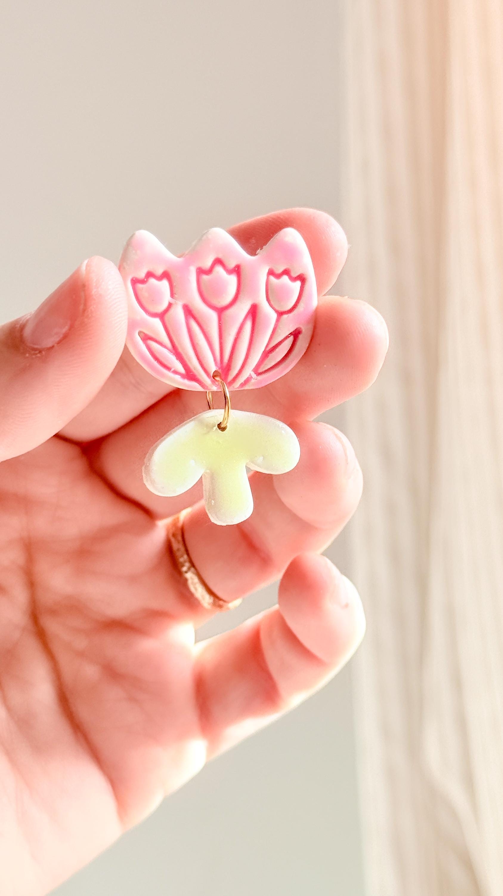 Tulip Patch Pair Clay Cutters: Floral Dangle Earring Design