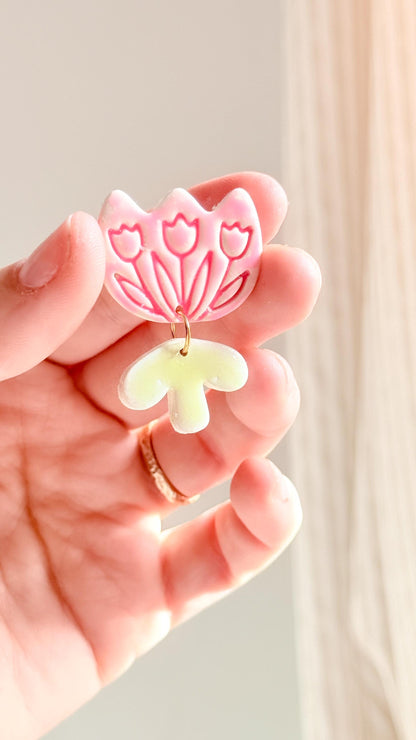 Tulip Patch Pair Clay Cutters: Floral Dangle Earring Design