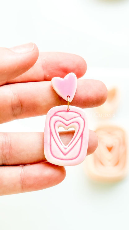 Heart Ripple Clay Cutter Set: Layered Heart Shapes