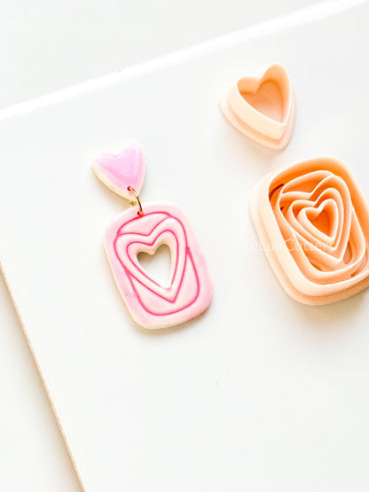 Heart Ripple Clay Cutter Set: Layered Heart Shapes