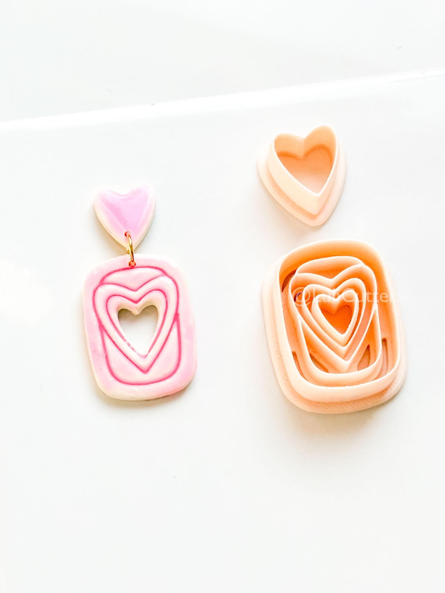 Heart Ripple Clay Cutter Set: Layered Heart Shapes