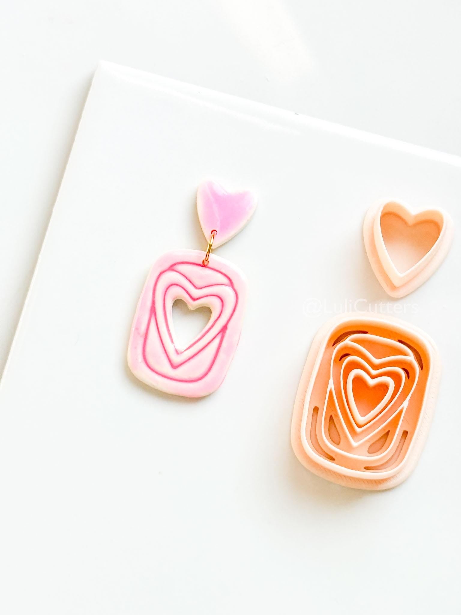 Heart Ripple Clay Cutter Set: Layered Heart Shapes