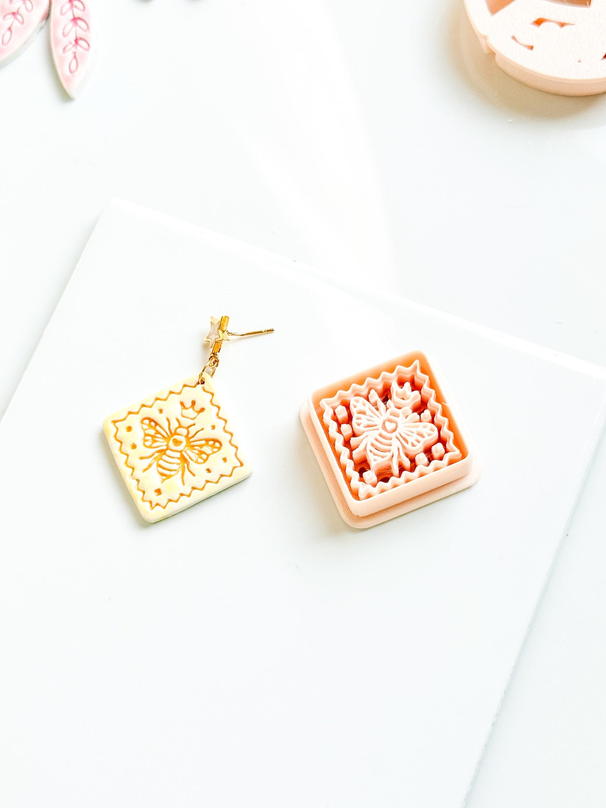 Little Hive Majesty Clay Cutter: Ornate Honeycomb Earring Shape
