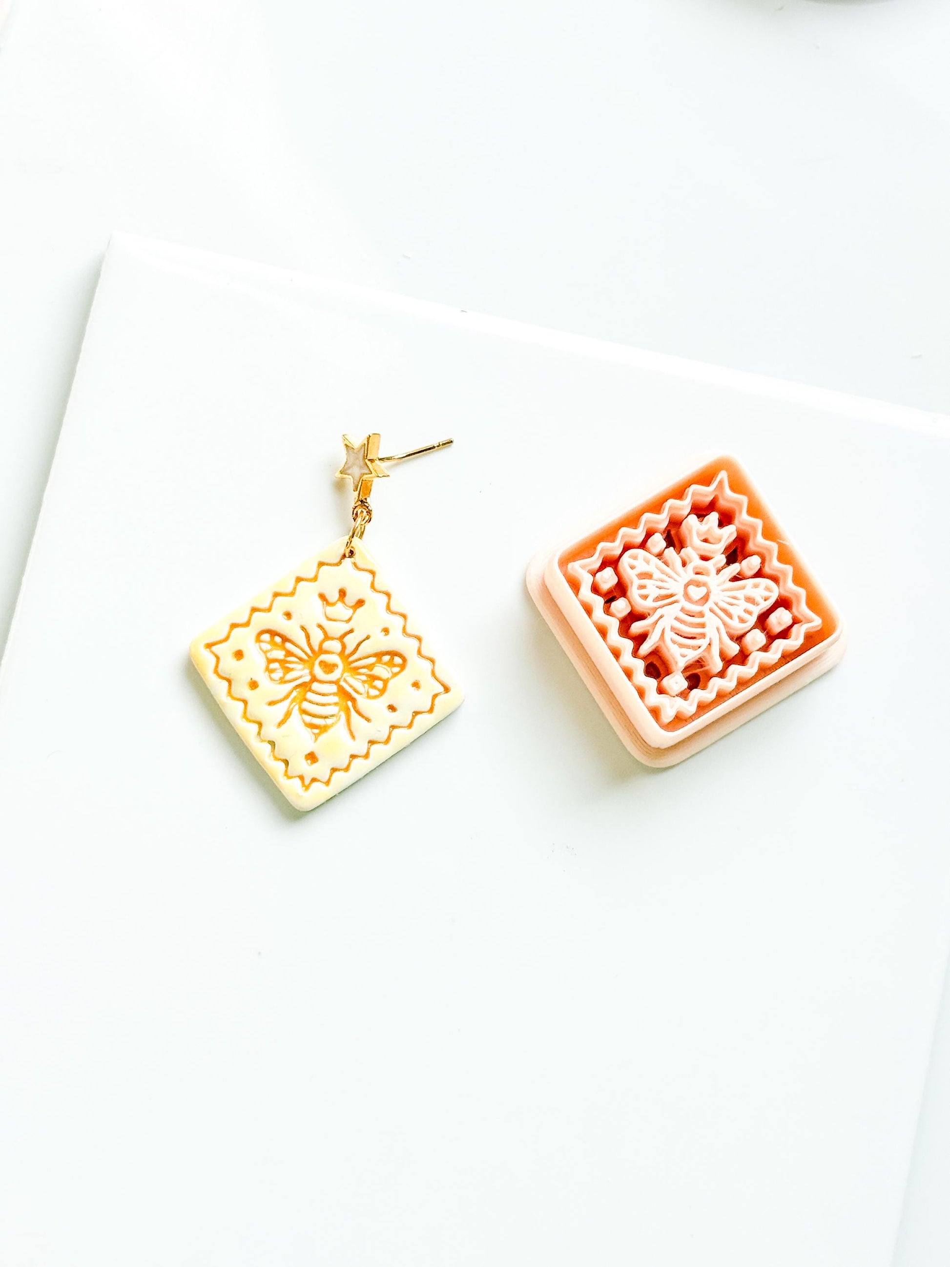 Little Hive Majesty Clay Cutter: Ornate Honeycomb Earring Shape