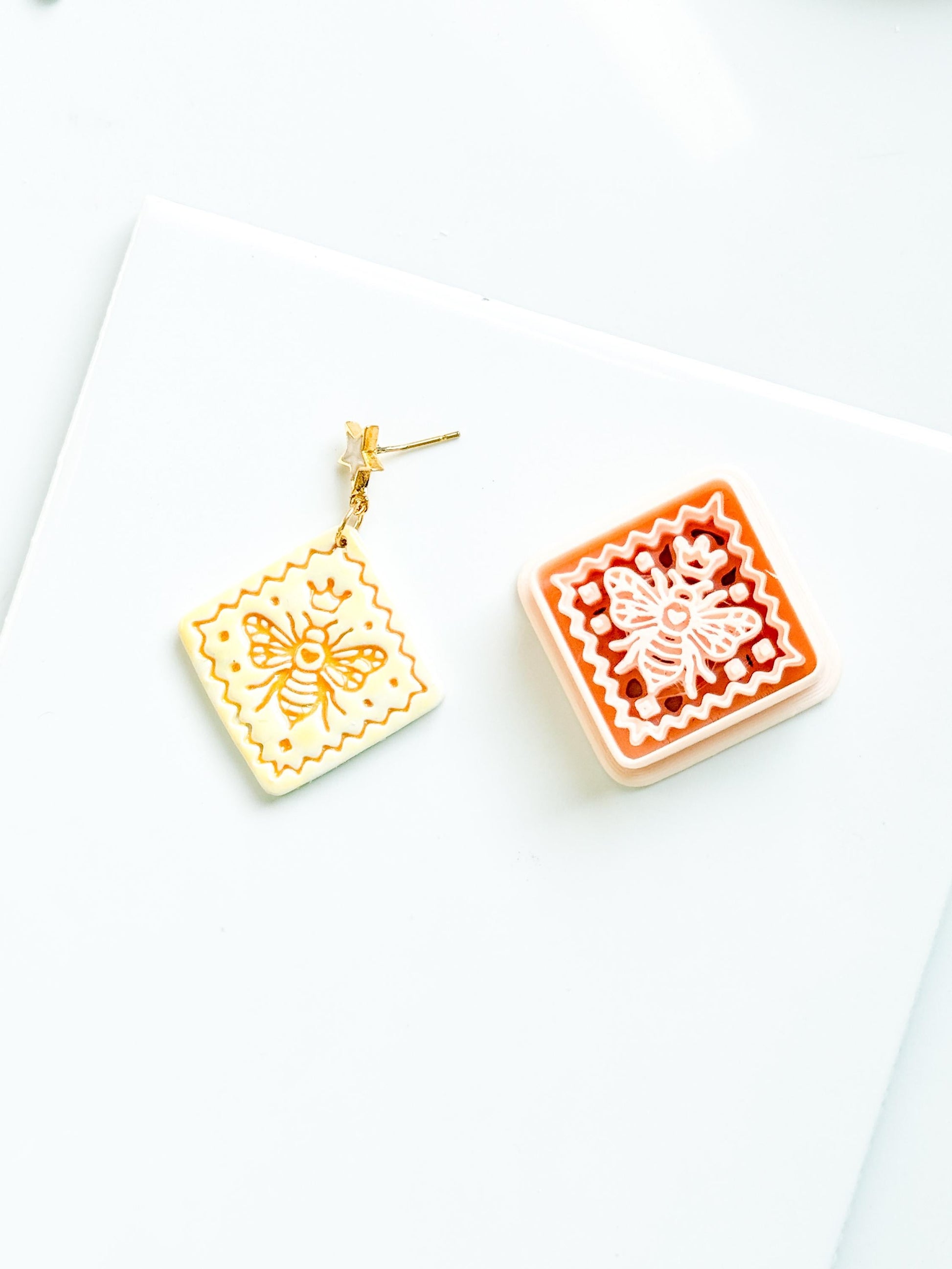 Little Hive Majesty Clay Cutter: Ornate Honeycomb Earring Shape