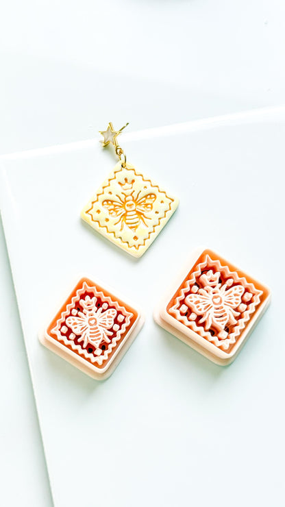Little Hive Majesty Clay Cutter: Ornate Honeycomb Earring Shape