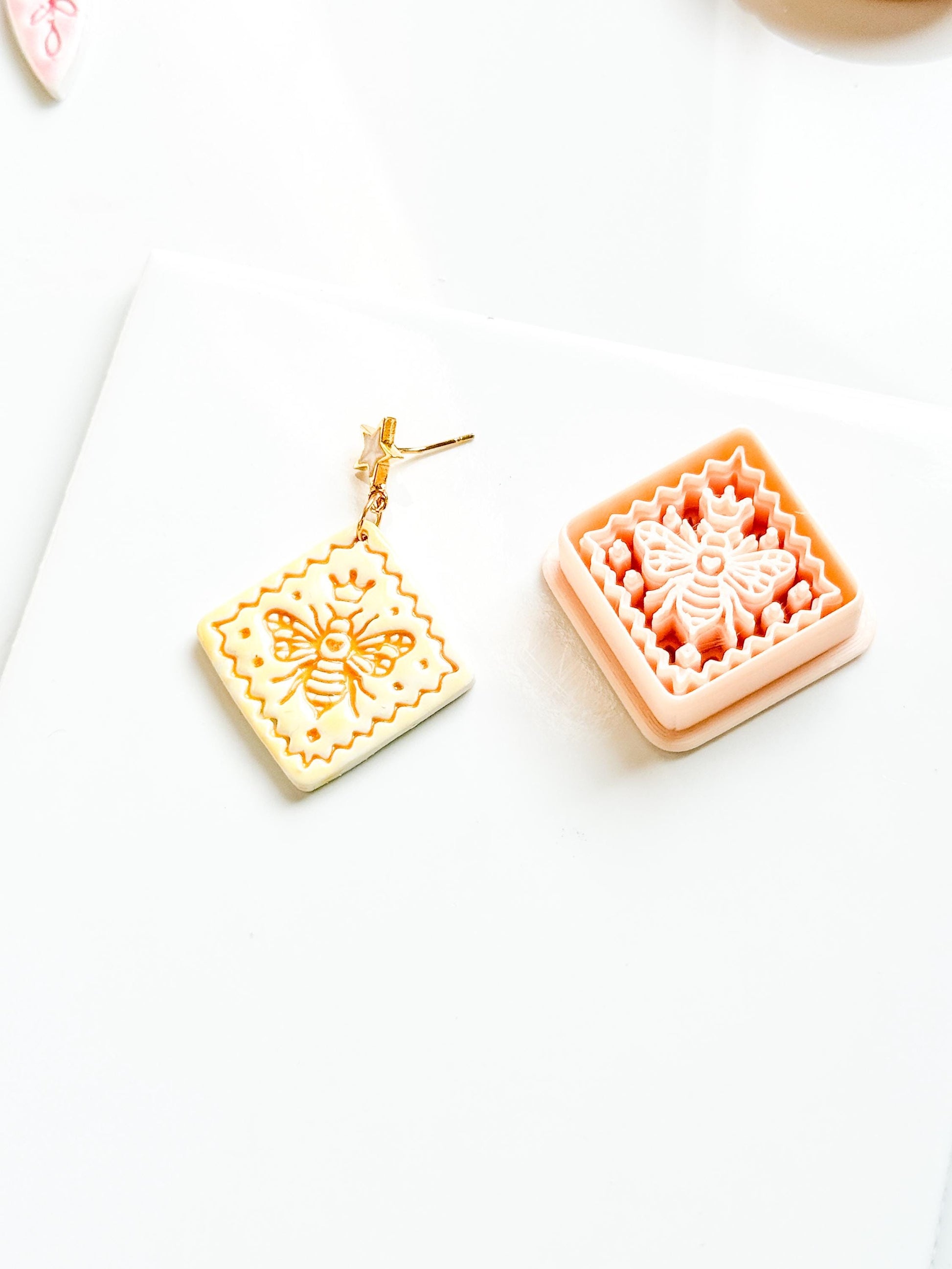 Little Hive Majesty Clay Cutter: Ornate Honeycomb Earring Shape