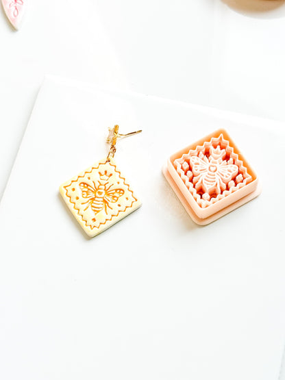 Little Hive Majesty Clay Cutter: Ornate Honeycomb Earring Shape
