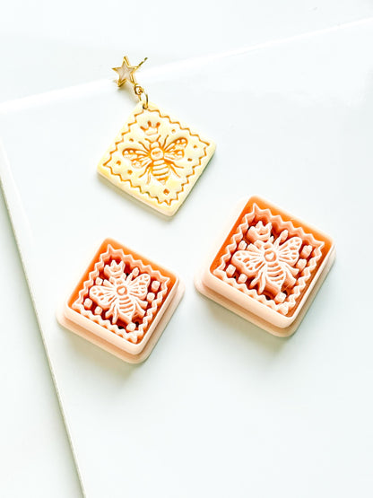 Little Hive Majesty Clay Cutter: Ornate Honeycomb Earring Shape