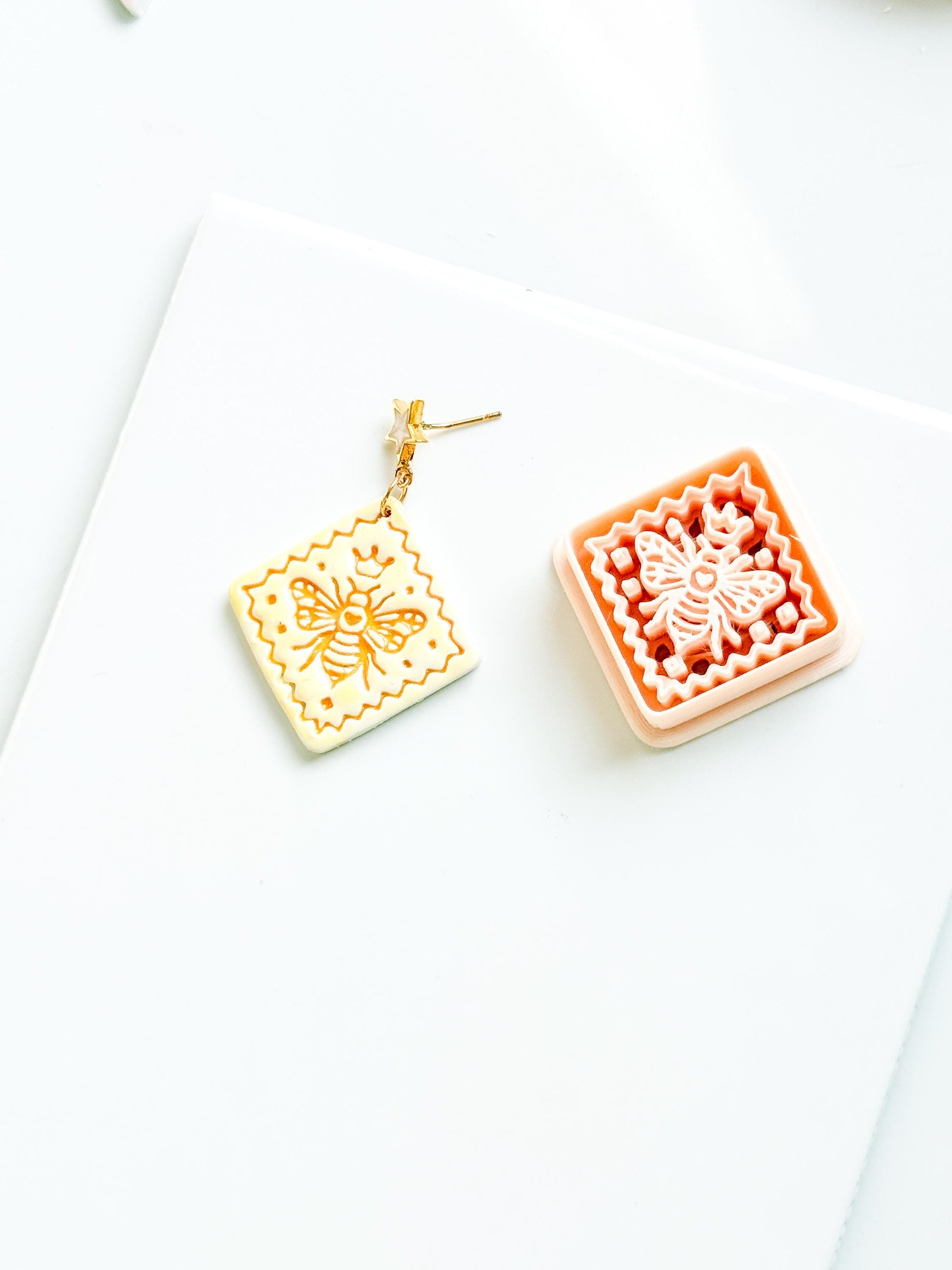 Little Hive Majesty Clay Cutter: Ornate Honeycomb Earring Shape