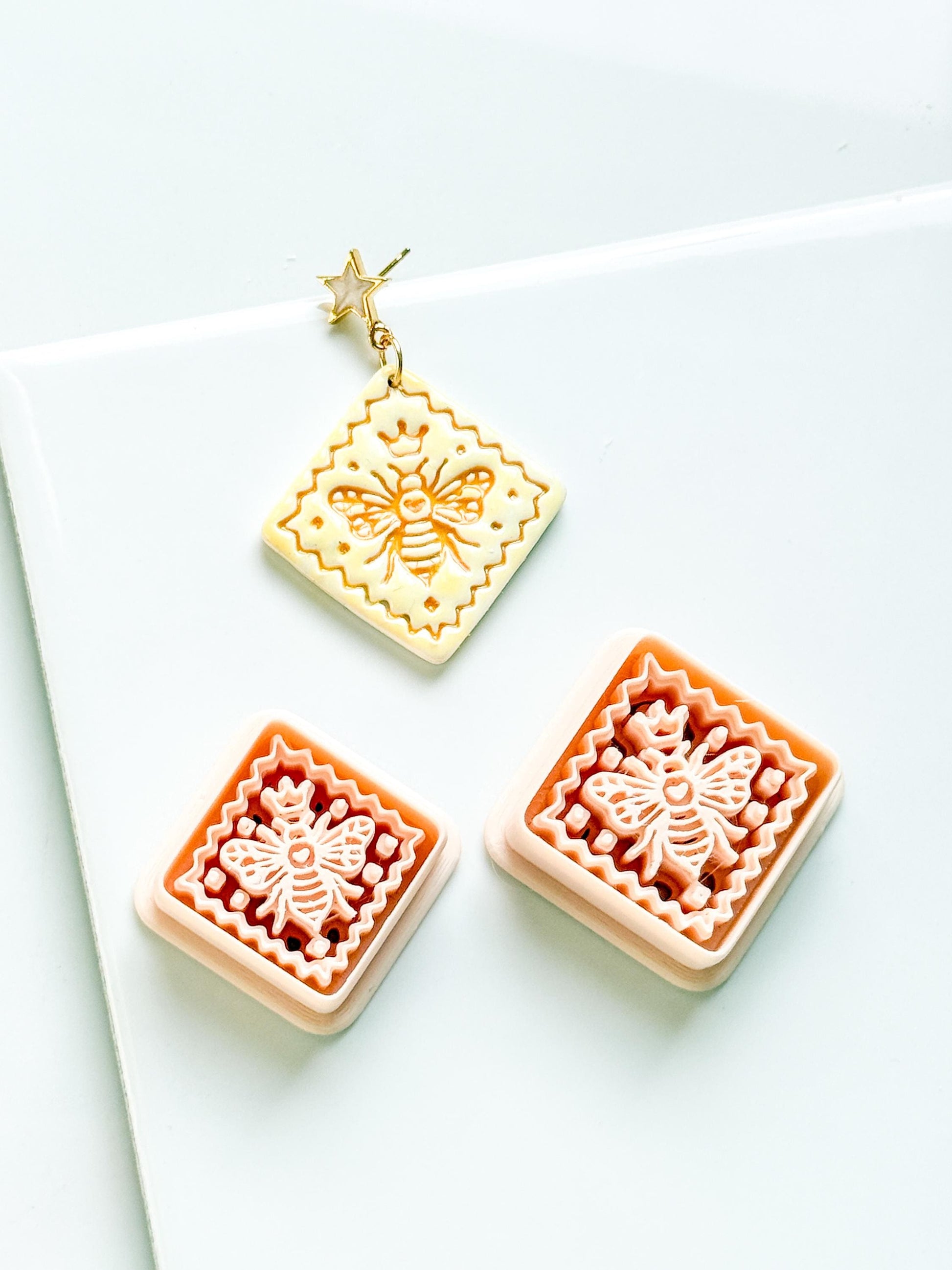Little Hive Majesty Clay Cutter: Ornate Honeycomb Earring Shape