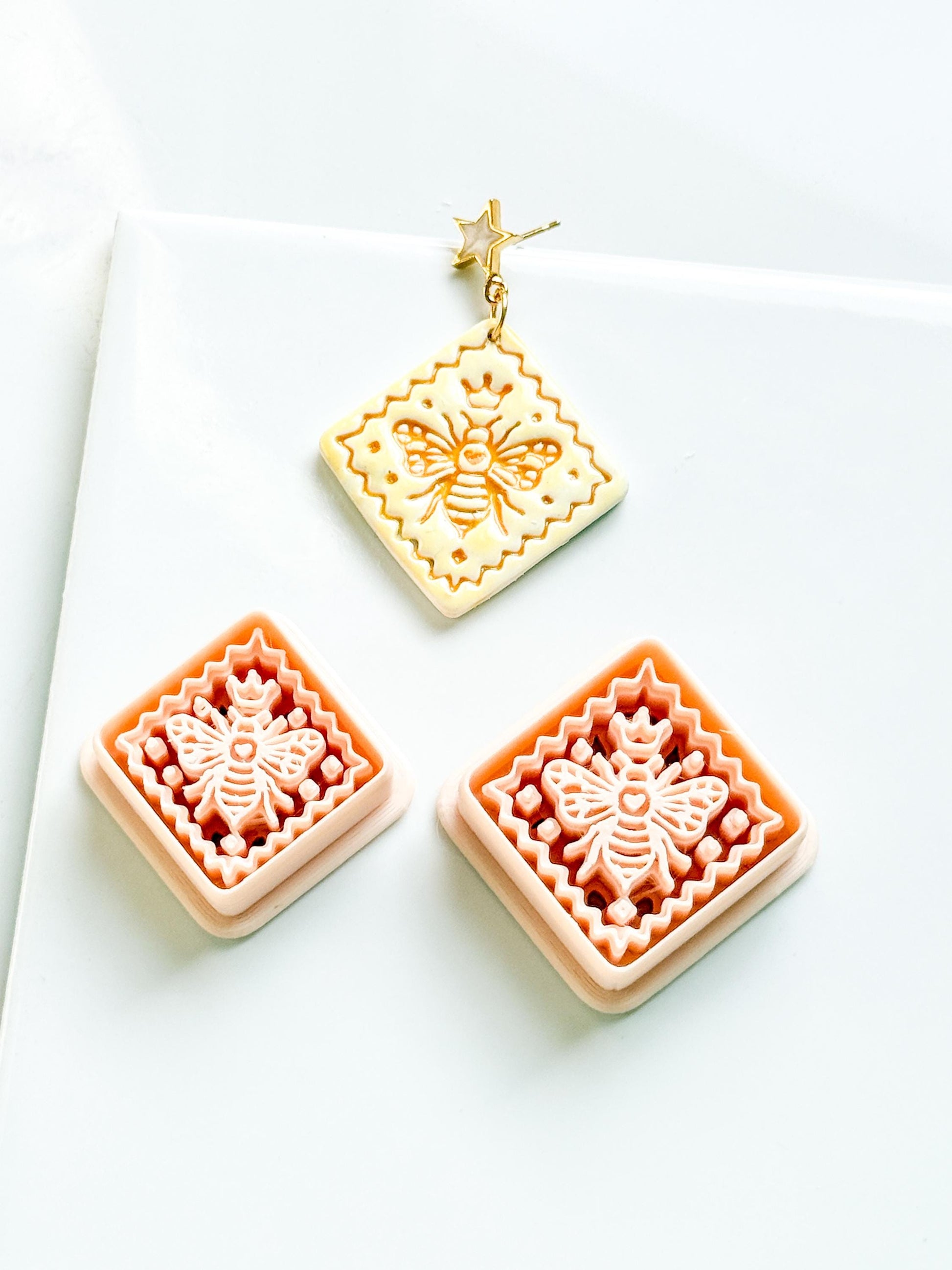 Little Hive Majesty Clay Cutter: Ornate Honeycomb Earring Shape