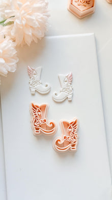 Sweetheart Boots Clay Cutter Set: Winged Boot Design with Heart Details