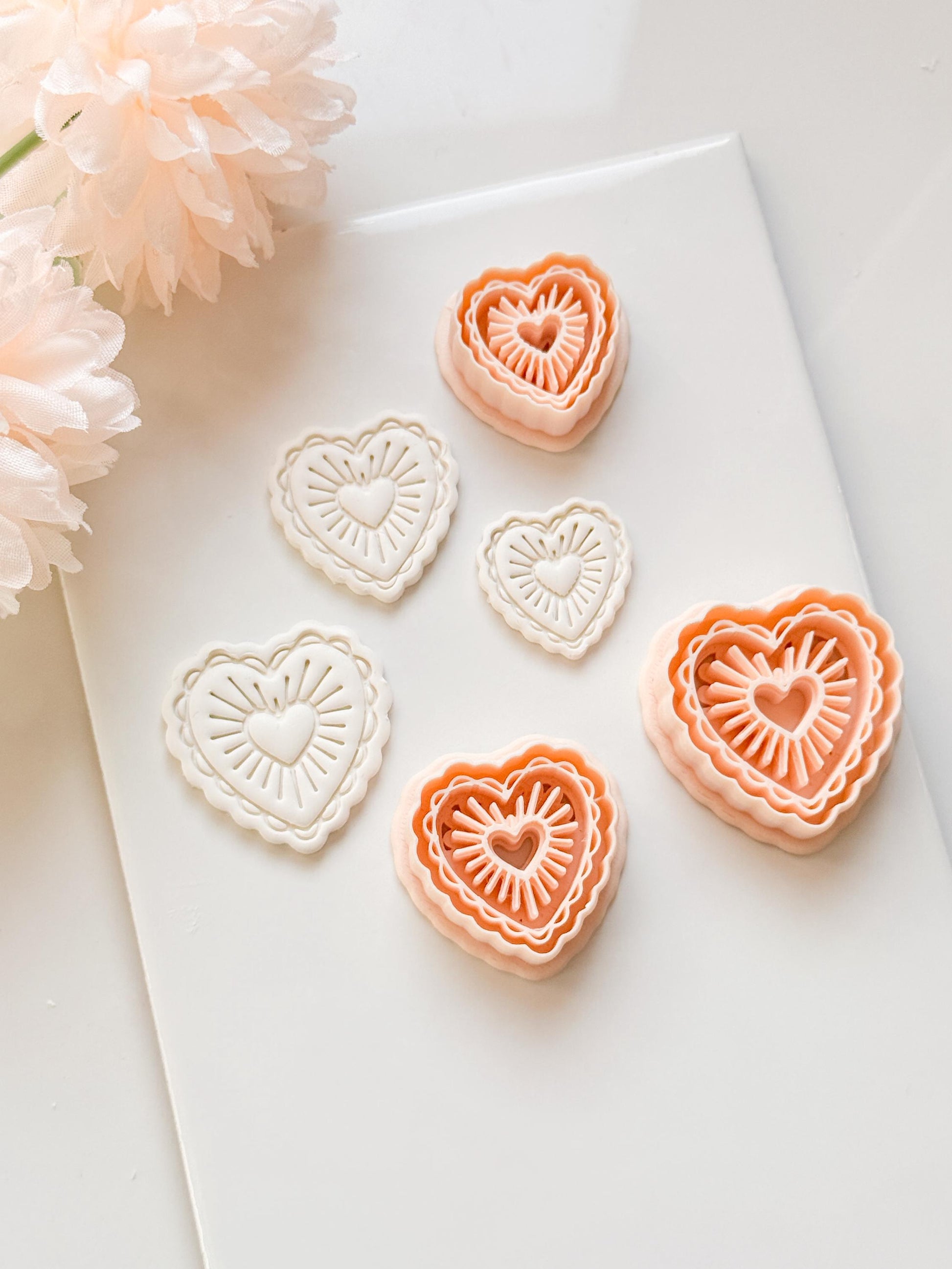 Raying Love Clay Cutter: Scalloped Heart with Radiating Center Heart
