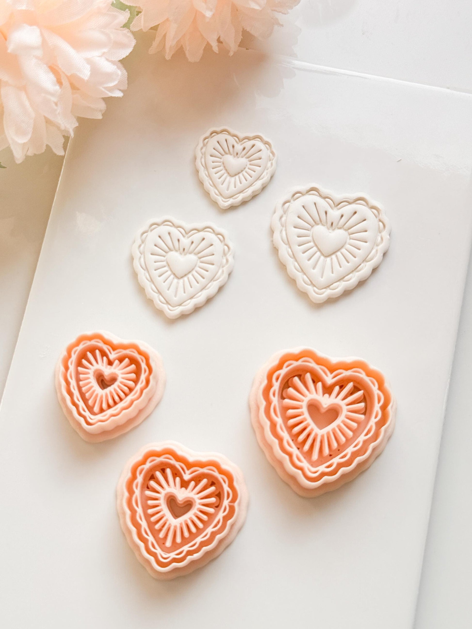 Raying Love Clay Cutter: Scalloped Heart with Radiating Center Heart