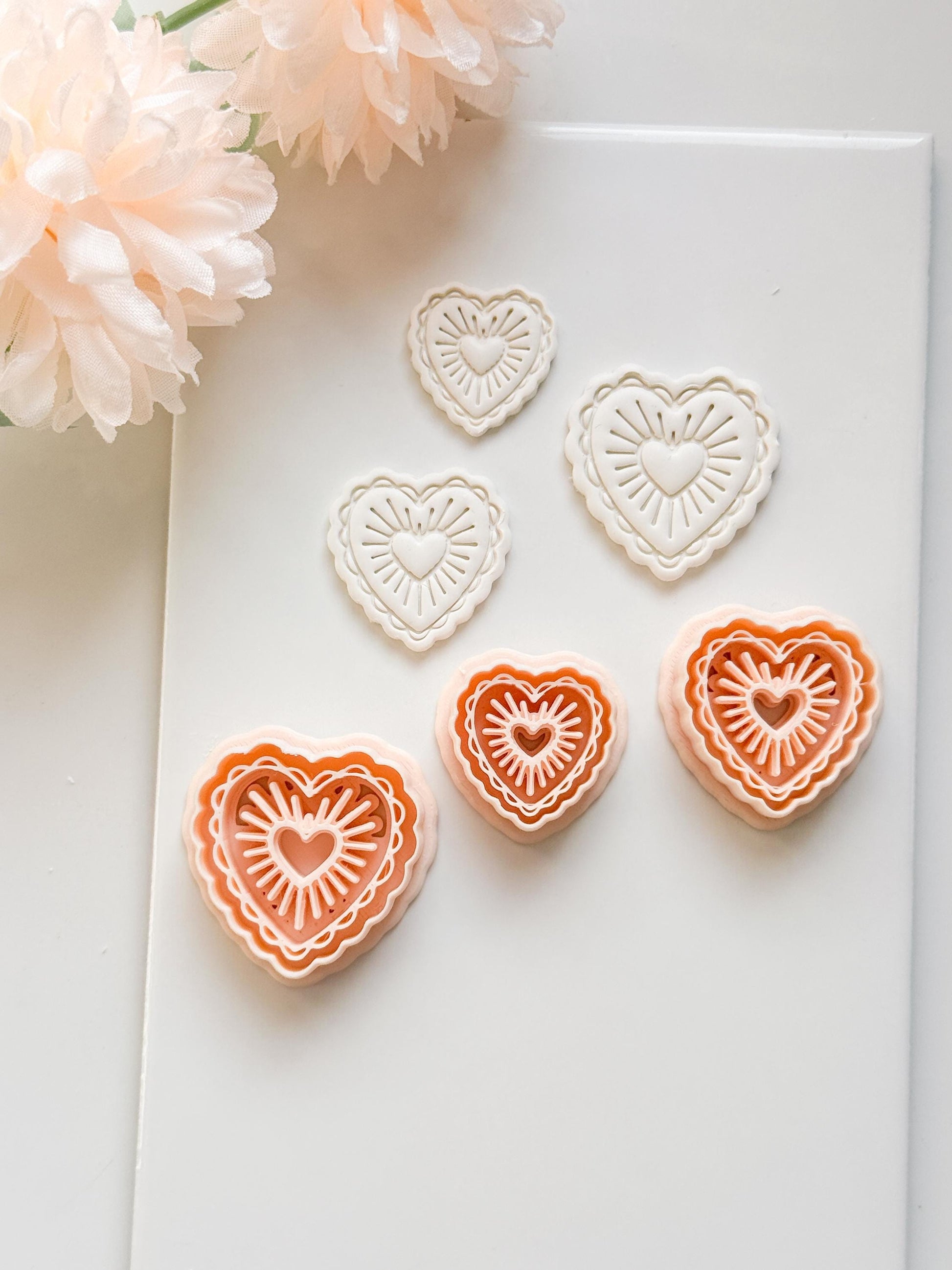 Raying Love Clay Cutter: Scalloped Heart with Radiating Center Heart