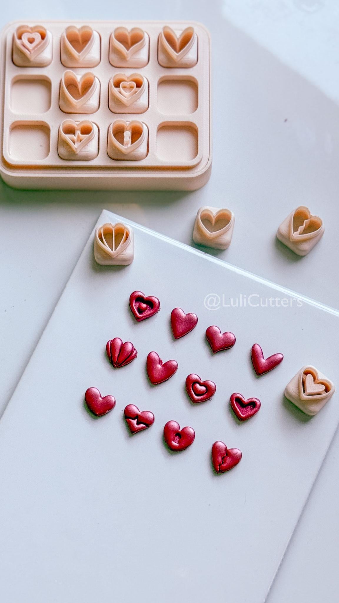Micro Valentine Heart Clay Cutters: Love Symbols Set