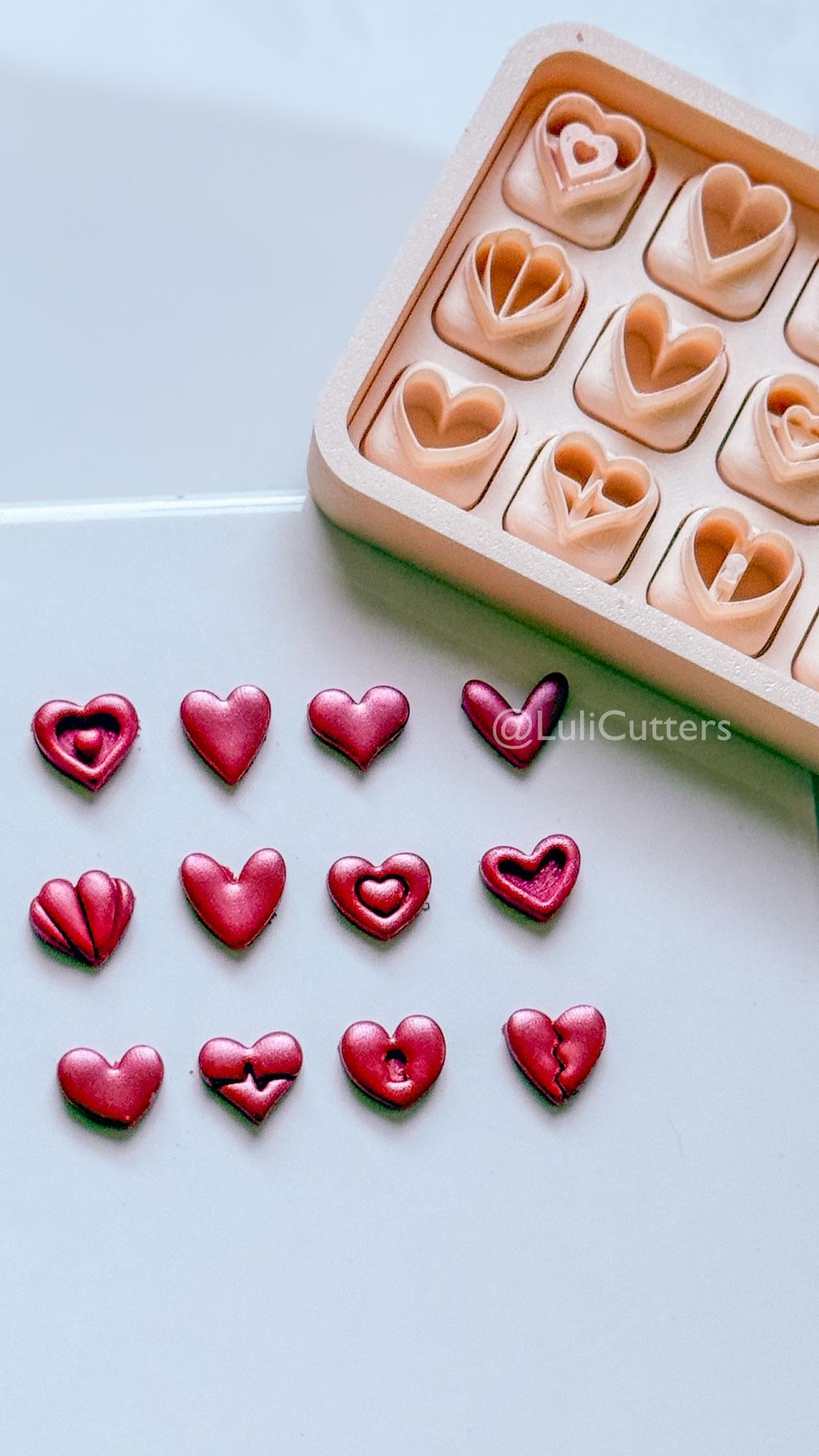 Micro Valentine Heart Clay Cutters: Love Symbols Set