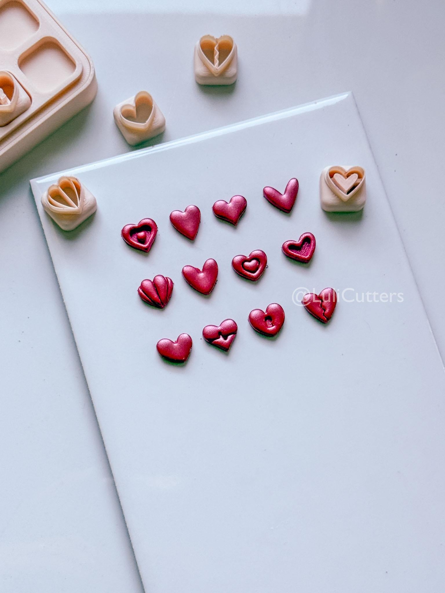 Micro Valentine Heart Clay Cutters: Love Symbols Set
