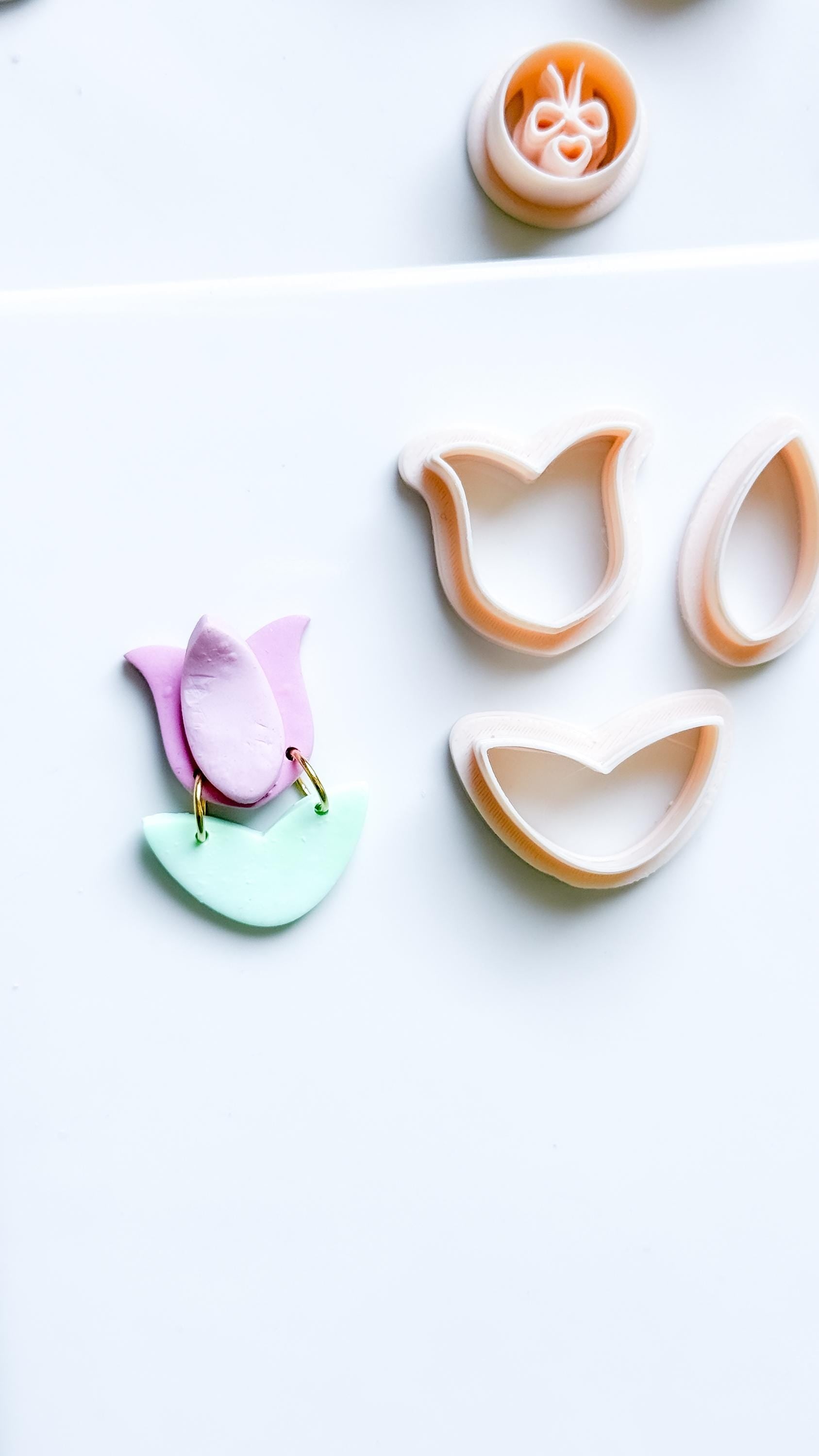 Spring Tulip Clay Cutter Set: Petal & Leaf Shapes for Earrings