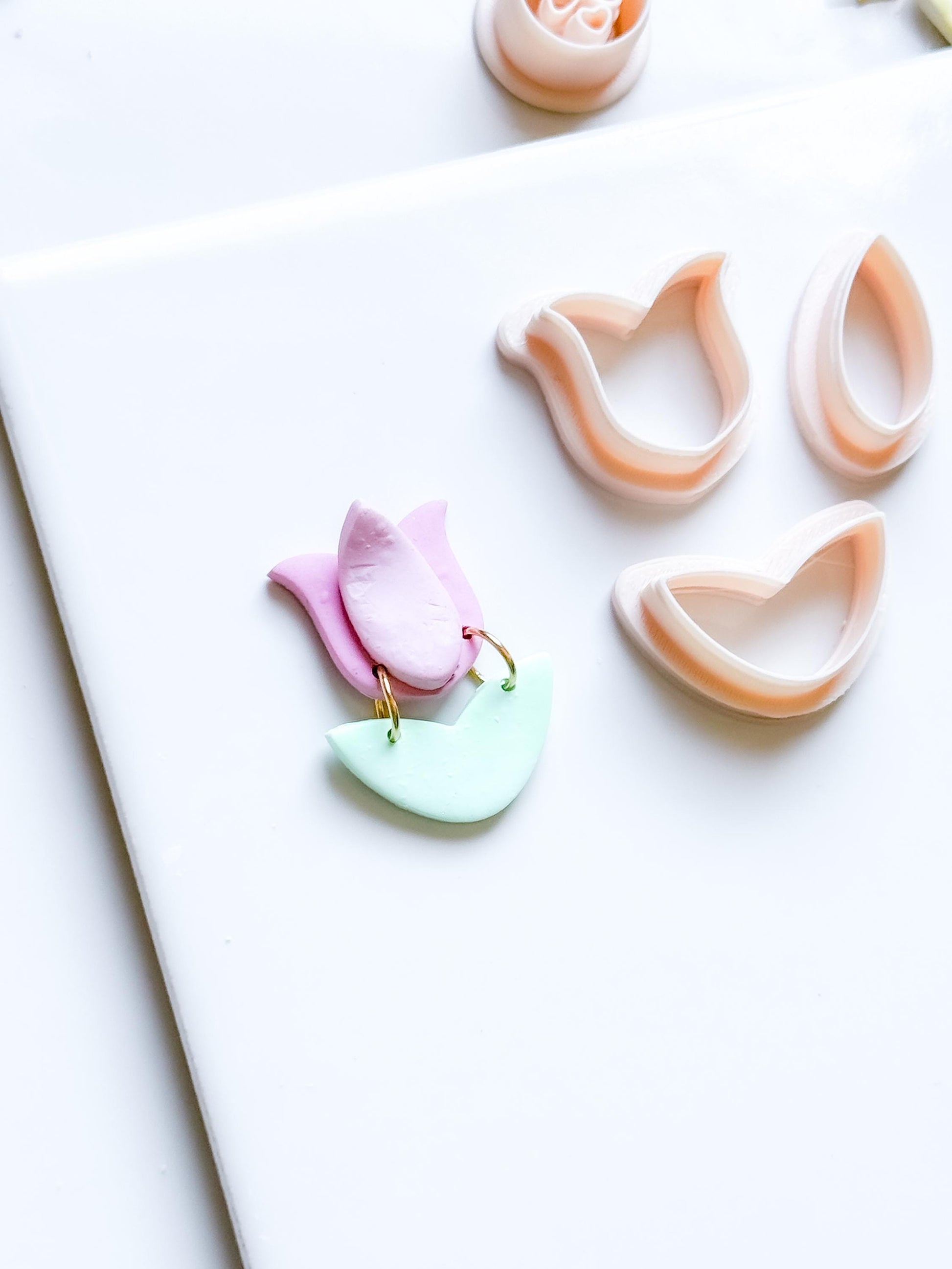 Spring Tulip Clay Cutter Set: Petal & Leaf Shapes for Earrings