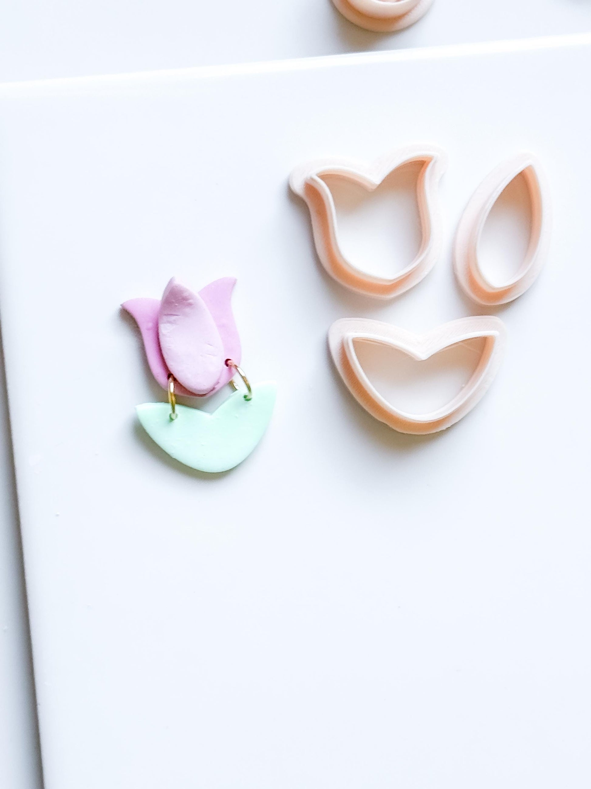 Spring Tulip Clay Cutter Set: Petal & Leaf Shapes for Earrings