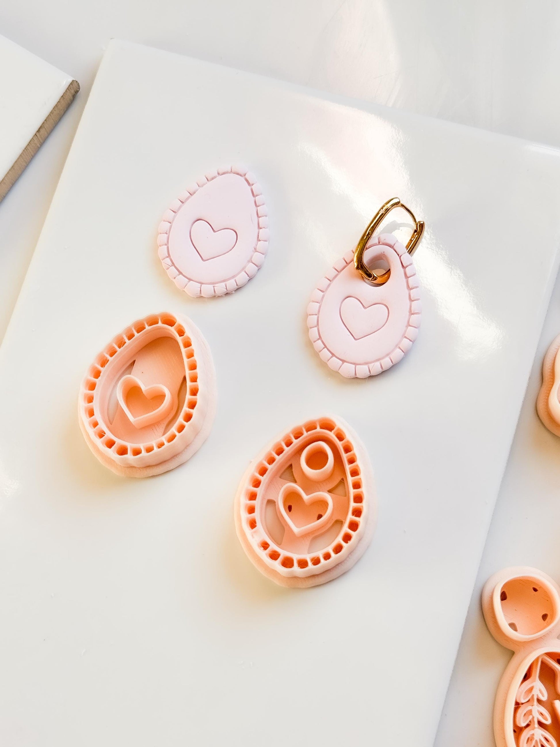 Interchangeable Teardrop Heart Clay Cutter Set: With Hole or No Hole Option