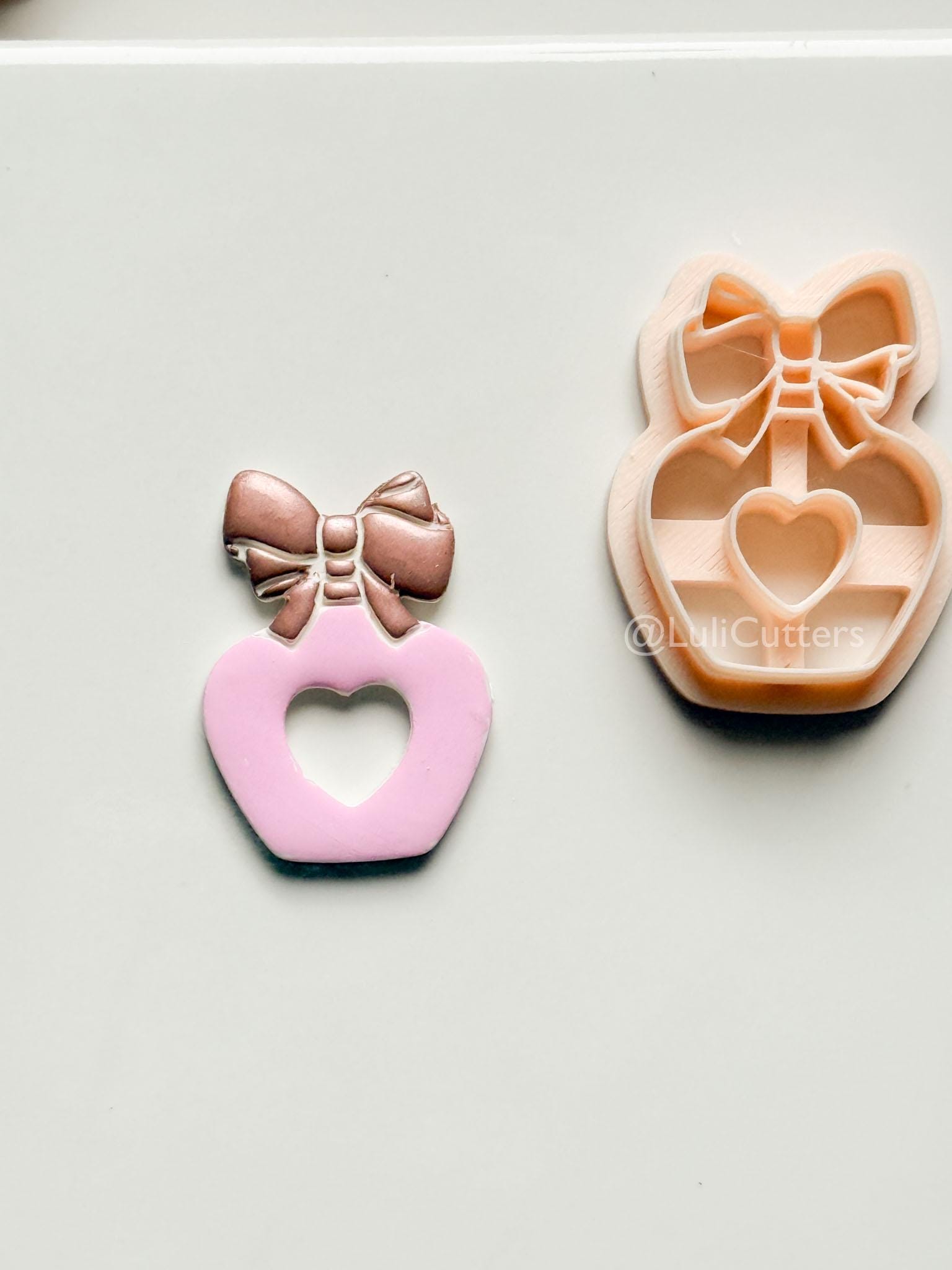 Sweetheart Perfume Bottle Clay Cutter – Bow Heart Design