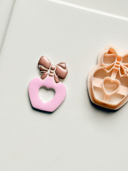 Sweetheart Perfume Bottle Clay Cutter – Bow Heart Design