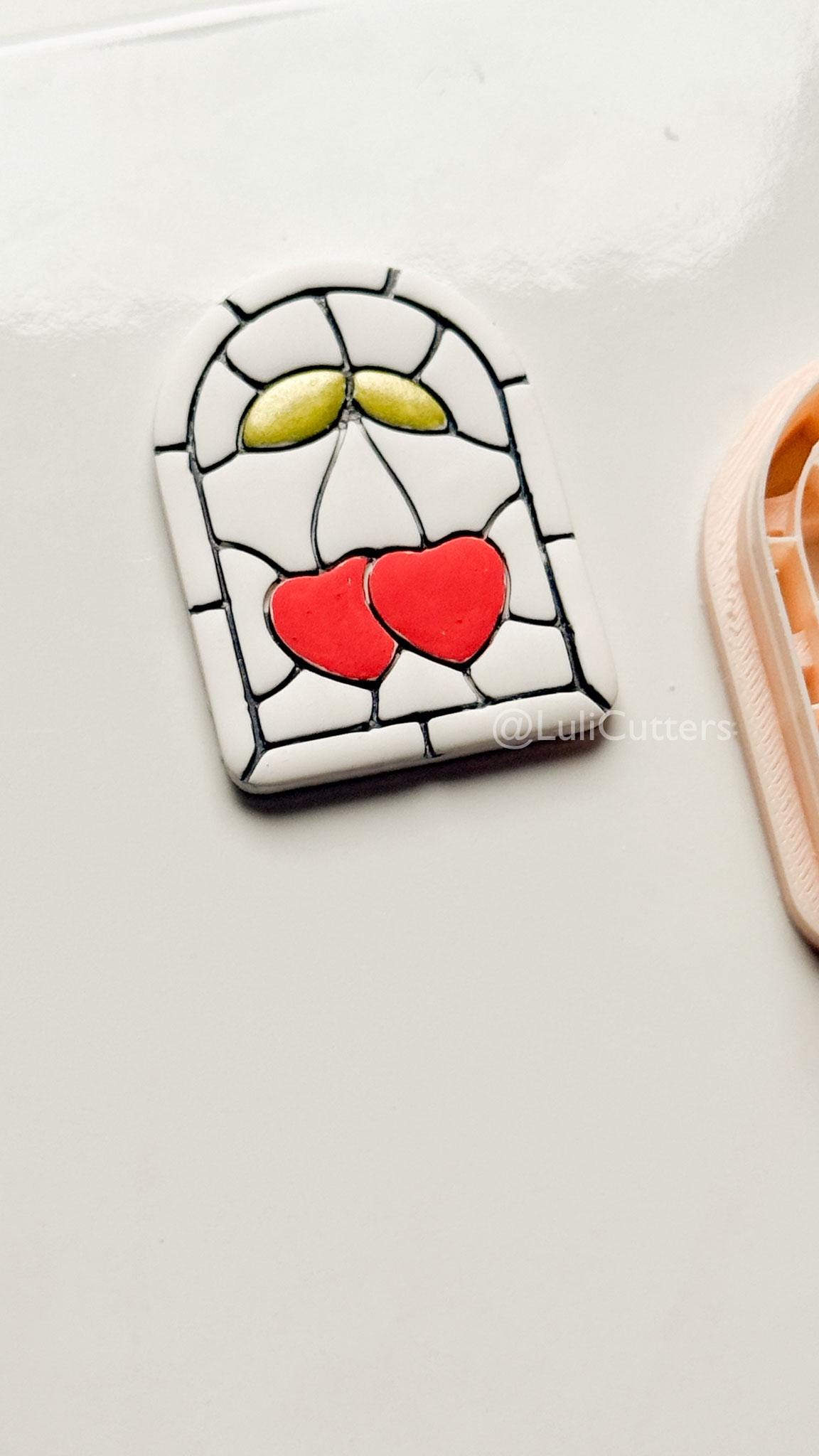 Heartlight Window Clay Cutter: Stained Glass Cherry Hearts