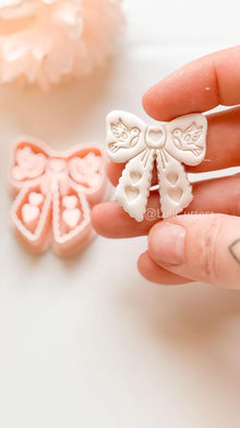 Lovebirds on a Bow Clay Cutter Set: Ribbon Design with Birds & Heart Details